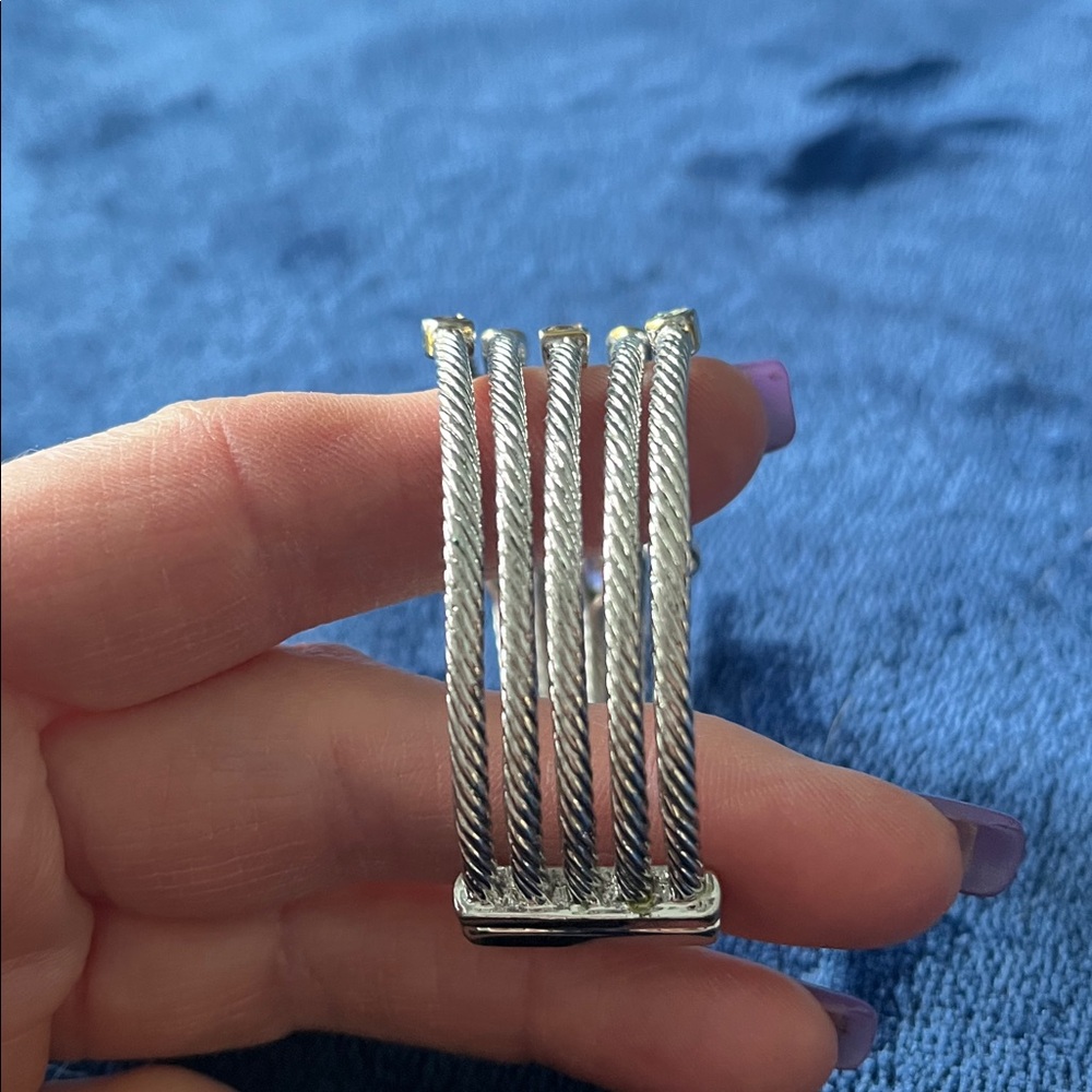 Multi-Stone Cuff Silver Bracelet - Picture 3 of 6